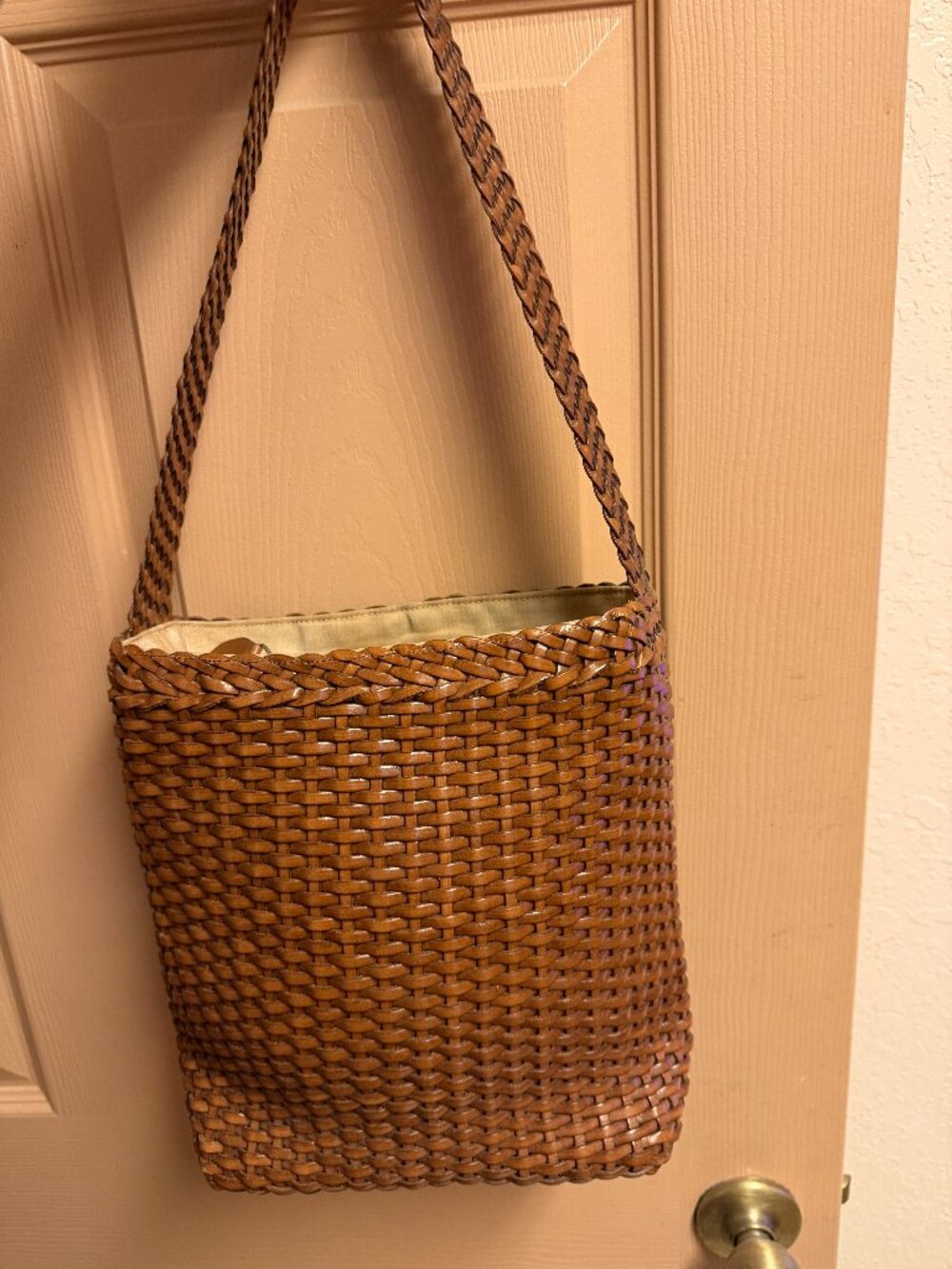 Falor La Borse Italy Woven Leather Tote Bag – Brown – Medium